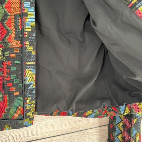 Catherine Malandrino Knit Southwest Aztec Print Jacket Women's 4 Black/Red/Green - Picture 9 of 14